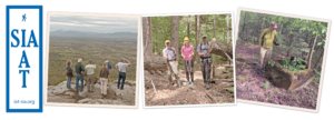 IAT-SIA logo with some pictures of past sponsored hikes and trail work