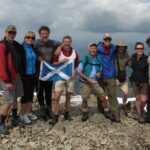 On June 5, 2009, Earl reached the summit of the tallest mountain in the United Kingdom, Ben Nevis, outside Fort William, Scotland. L-R. Newfoundland's Kevin Noseworthy and his partner, British Geological Survey of Scotland's Graham Leslie, and Hugh Barron, Earl, Eric Horshak, famous Scottish outdoorsman Chris Townsend, and Newfoundland's Annie Wentzell and Paul Wylezol.